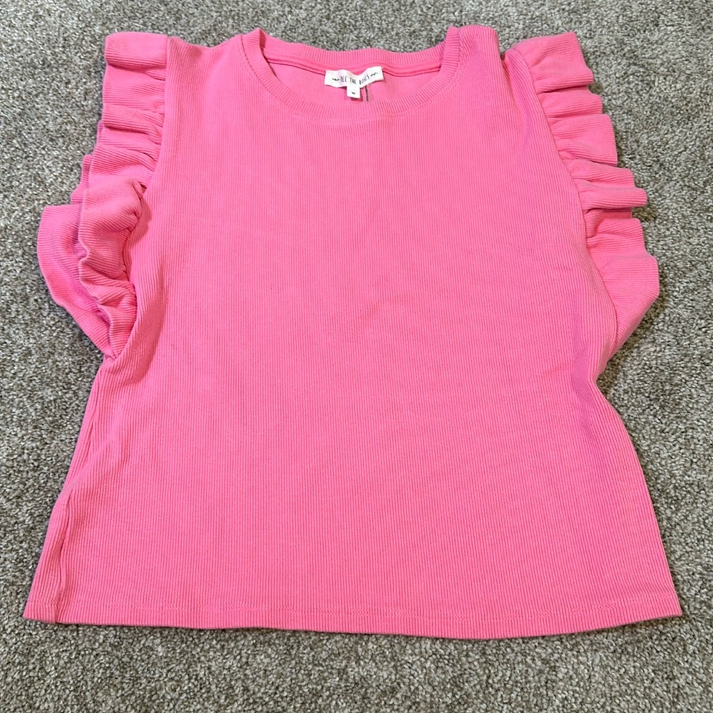 Pink Ruffle Sleeve Top